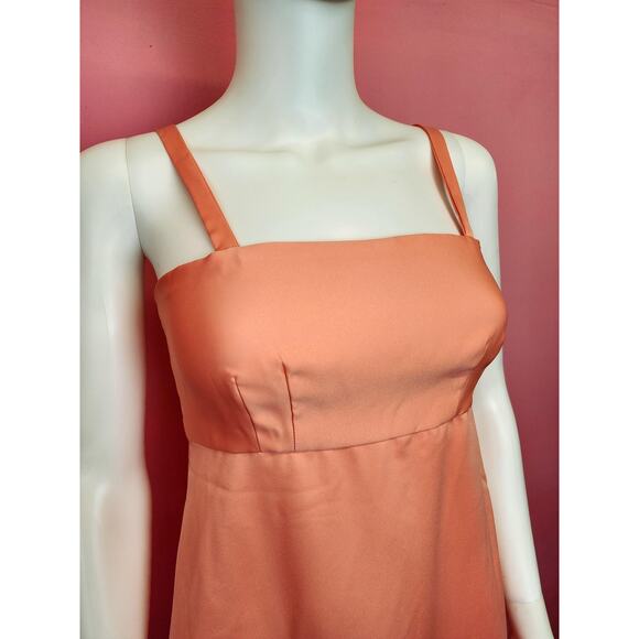 Vintage 1970's Orange 2 Piece Gown with Matching Sheer Organza Lace Bolero - Picture 3 of 10